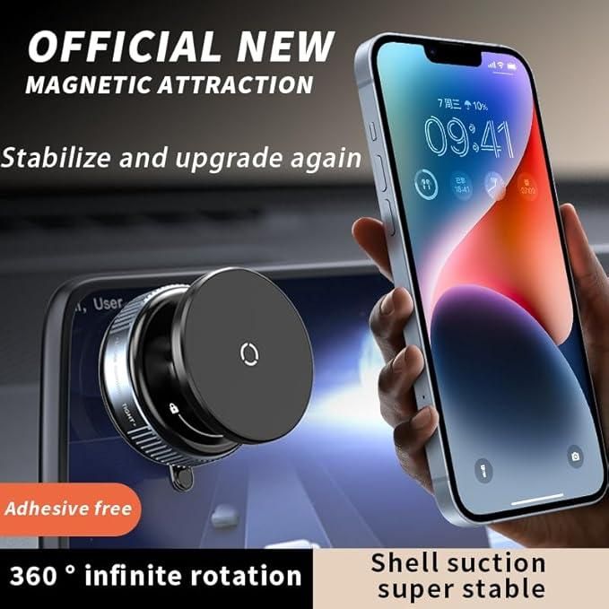 Strong Magnetic Car Mobile Holder – 360° Rotating Dashboard Mount with Tight Lock