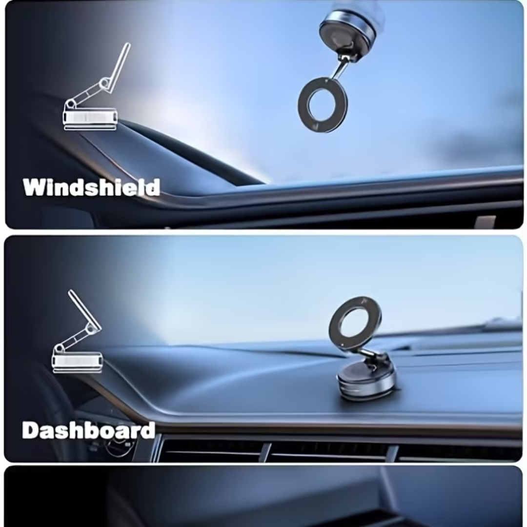 Strong Magnetic Car Mobile Holder – 360° Rotating Dashboard Mount with Tight Lock