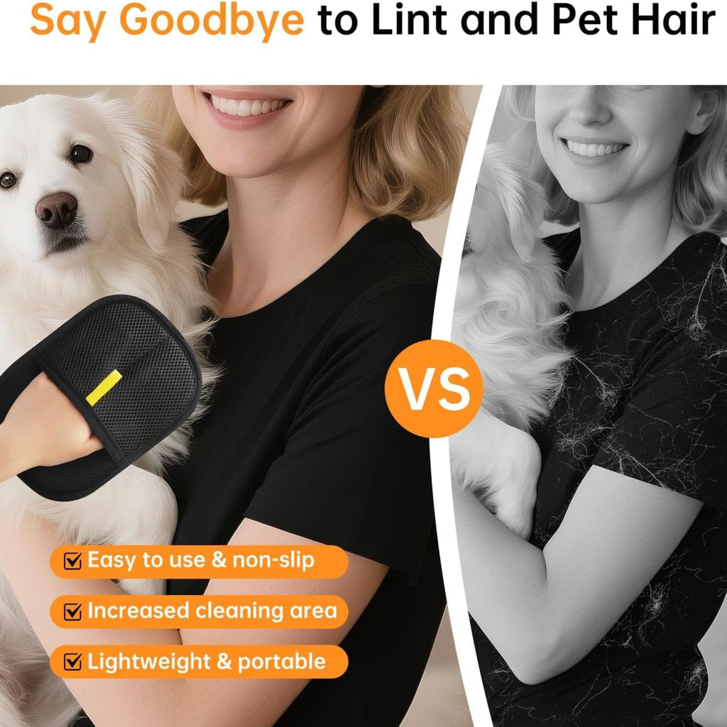 Pet Hair Remover Glove – Reusable Fur & Lint Cleaner for Clothes & Furniture